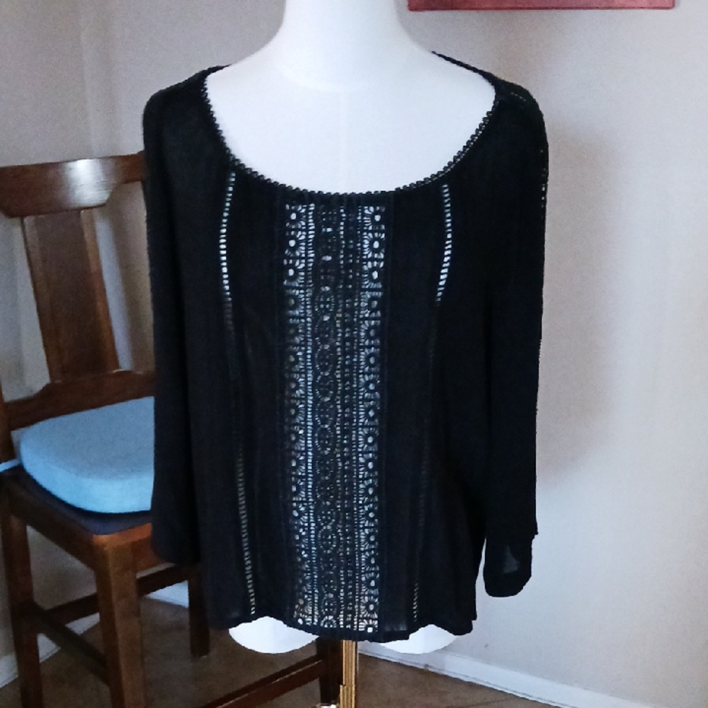 Kut from the Kloth Black Lace Trim Top
